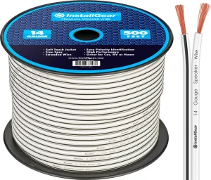 14 Gauge Awg Speaker Wire Cable (500ft - White)  White Speaker Cable