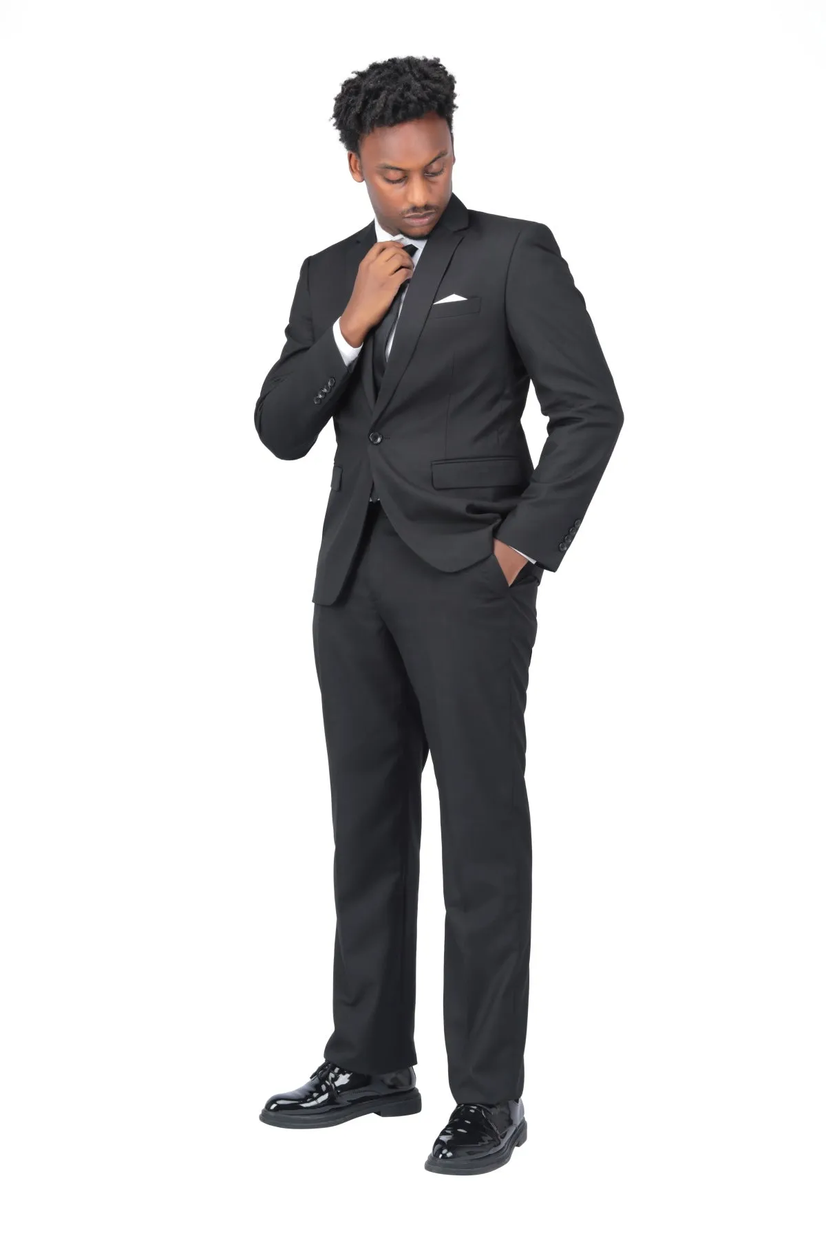 2-Piece Slim Fit Simple Designed Black Suit