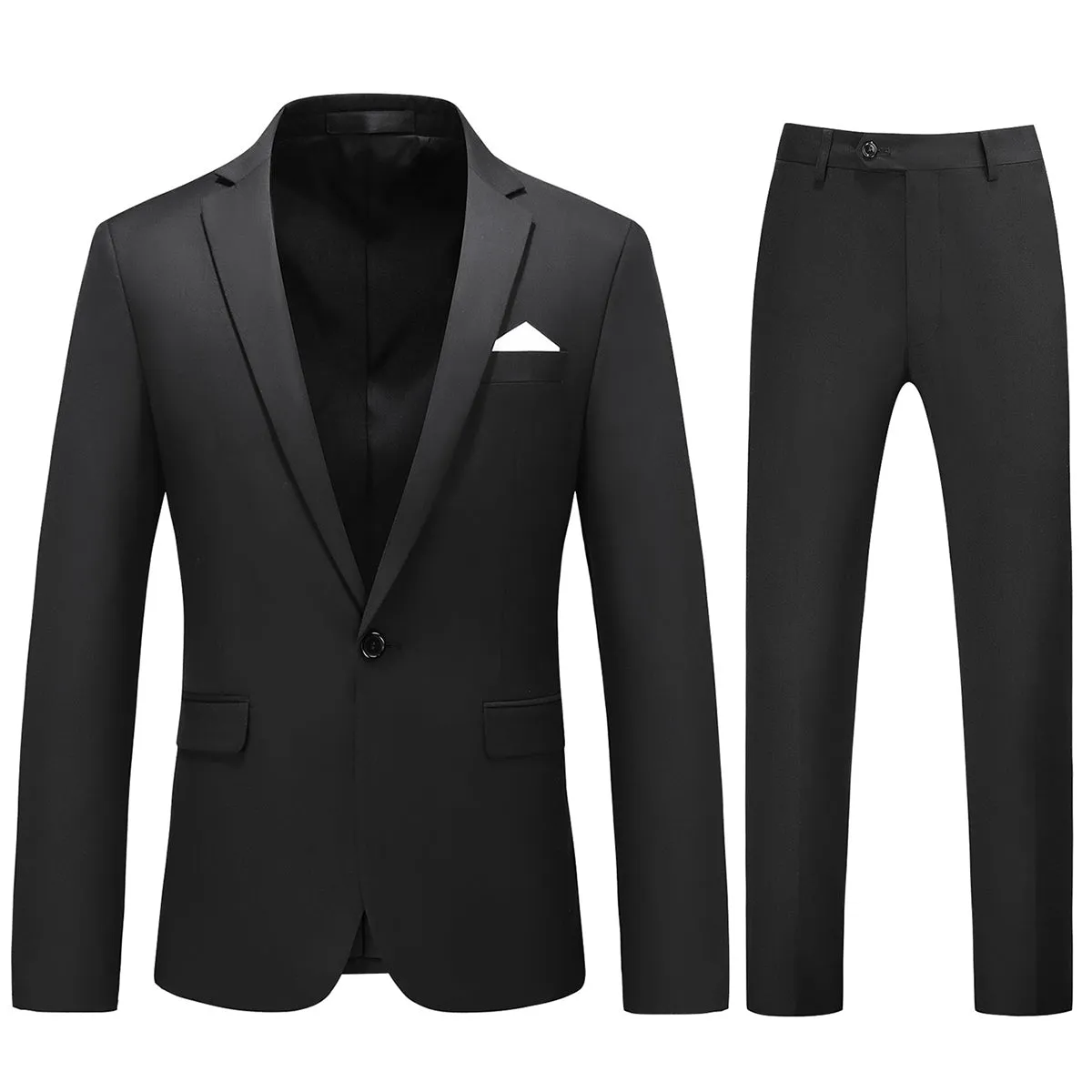 2-Piece Slim Fit Simple Designed Black Suit