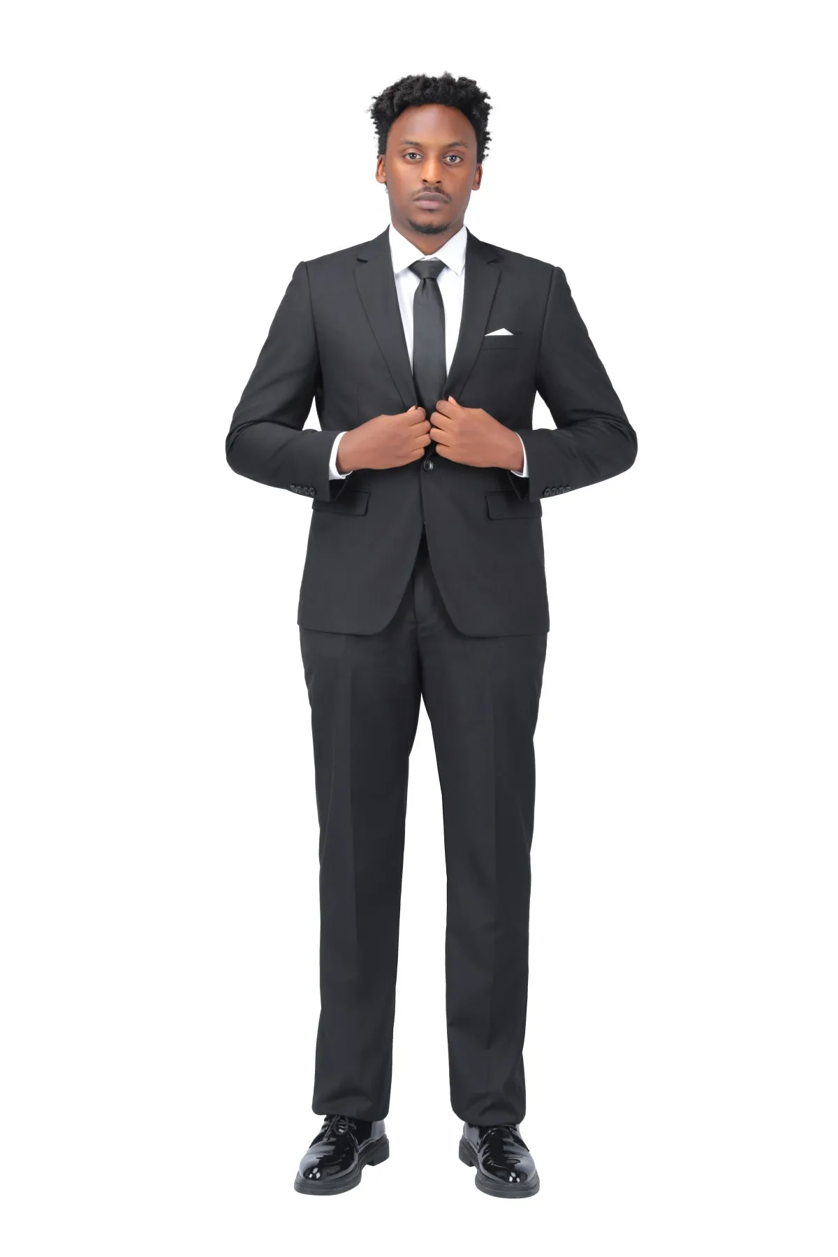 2-Piece Slim Fit Simple Designed Black Suit