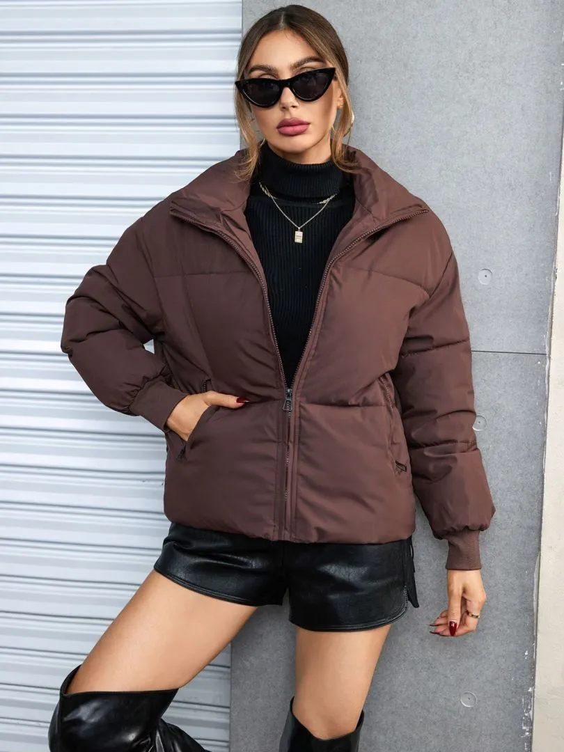 2024 foreign trade short thickened down cotton clothes women's winter stand-up collar small bread clothes European and American ins jacket tide