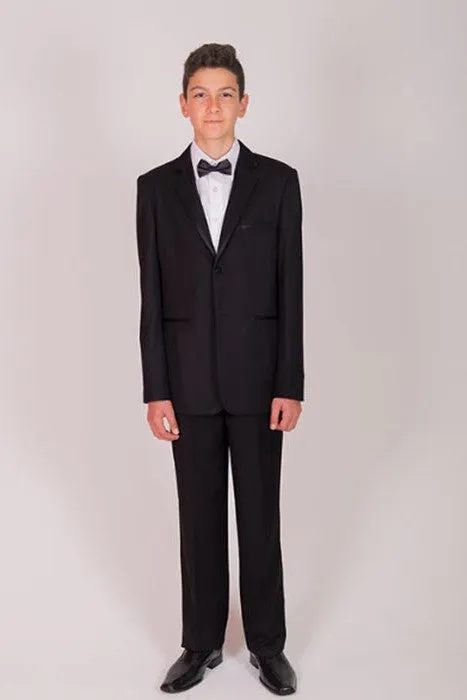 467  Boys Black Suit With Satin Trim