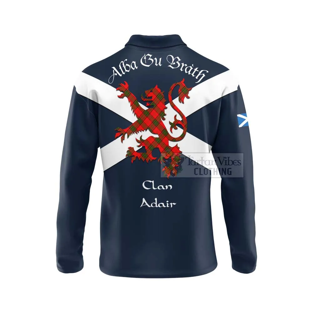 Adair Tartan Lion Rampant Long Sleeve Polo Shirt  Proudly Display Your Heritage with Alba Gu Brath and Clan Name