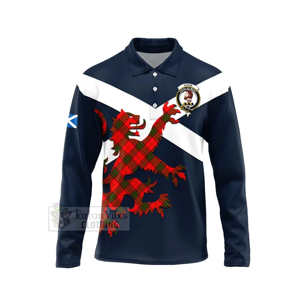 Adair Tartan Lion Rampant Long Sleeve Polo Shirt  Proudly Display Your Heritage with Alba Gu Brath and Clan Name