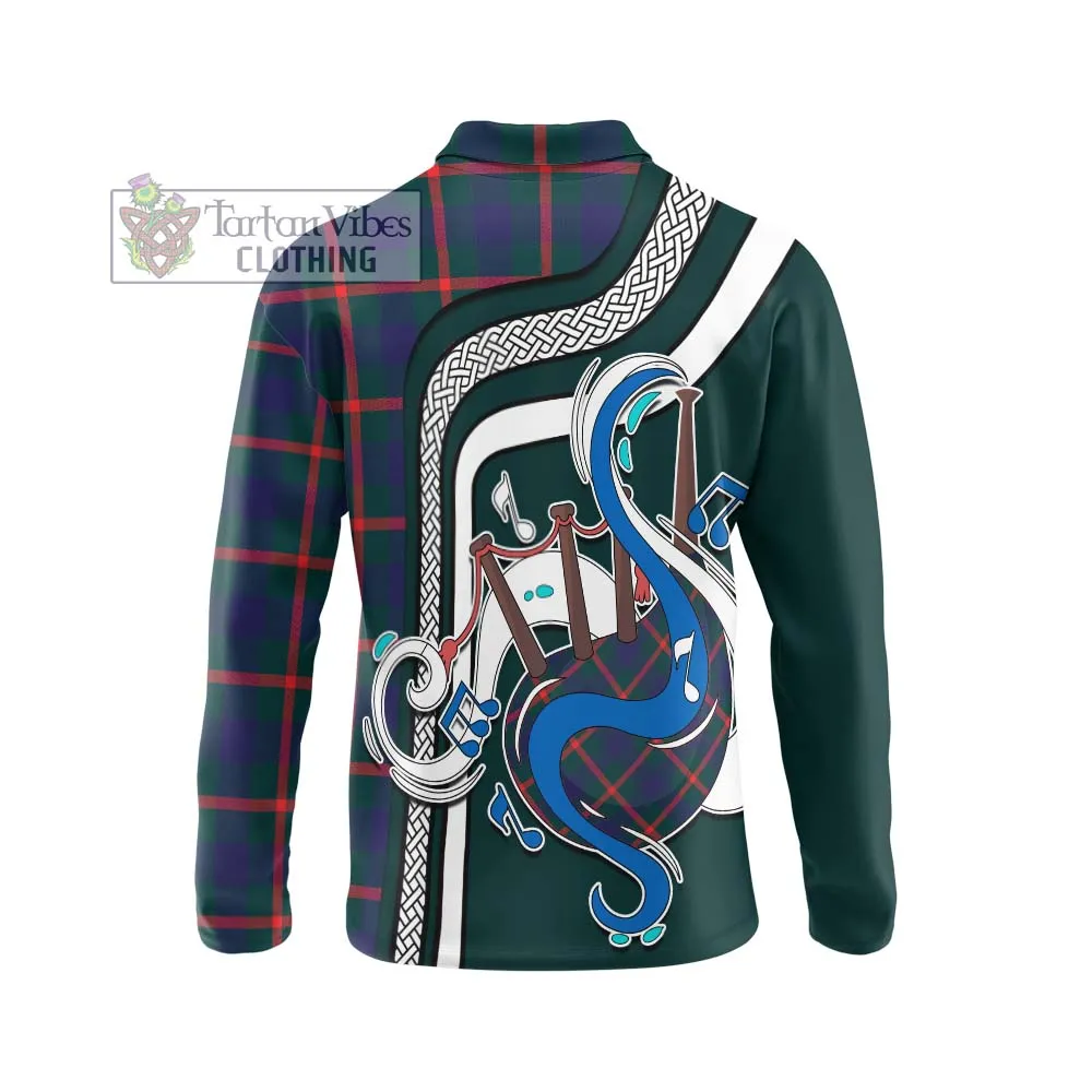 Agnew Tartan Long Sleeve Polo Shirt with Epic Bagpipe Style