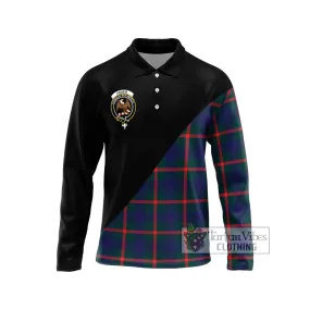 Agnew Tartan Long Sleeve Polo Shirt with Family Crest and Military Logo Style