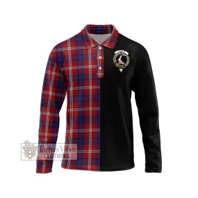 Ainslie Tartan Long Sleeve Polo Shirt with Family Crest and Half Of Me Style