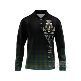 Aiton Tartan Long Sleeve Polo Shirt Featuring Alba Gu Brath Family Crest Celtic Inspired