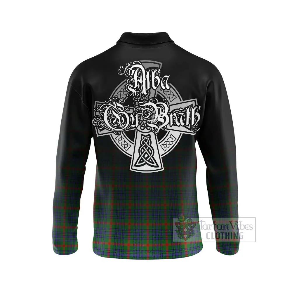 Aiton Tartan Long Sleeve Polo Shirt Featuring Alba Gu Brath Family Crest Celtic Inspired