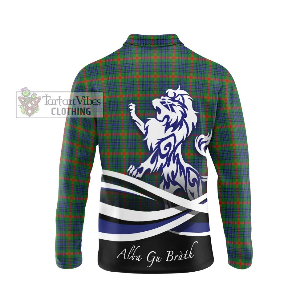 Aiton Tartan Long Sleeve Polo Shirt with Alba Gu Brath Regal Lion Emblem