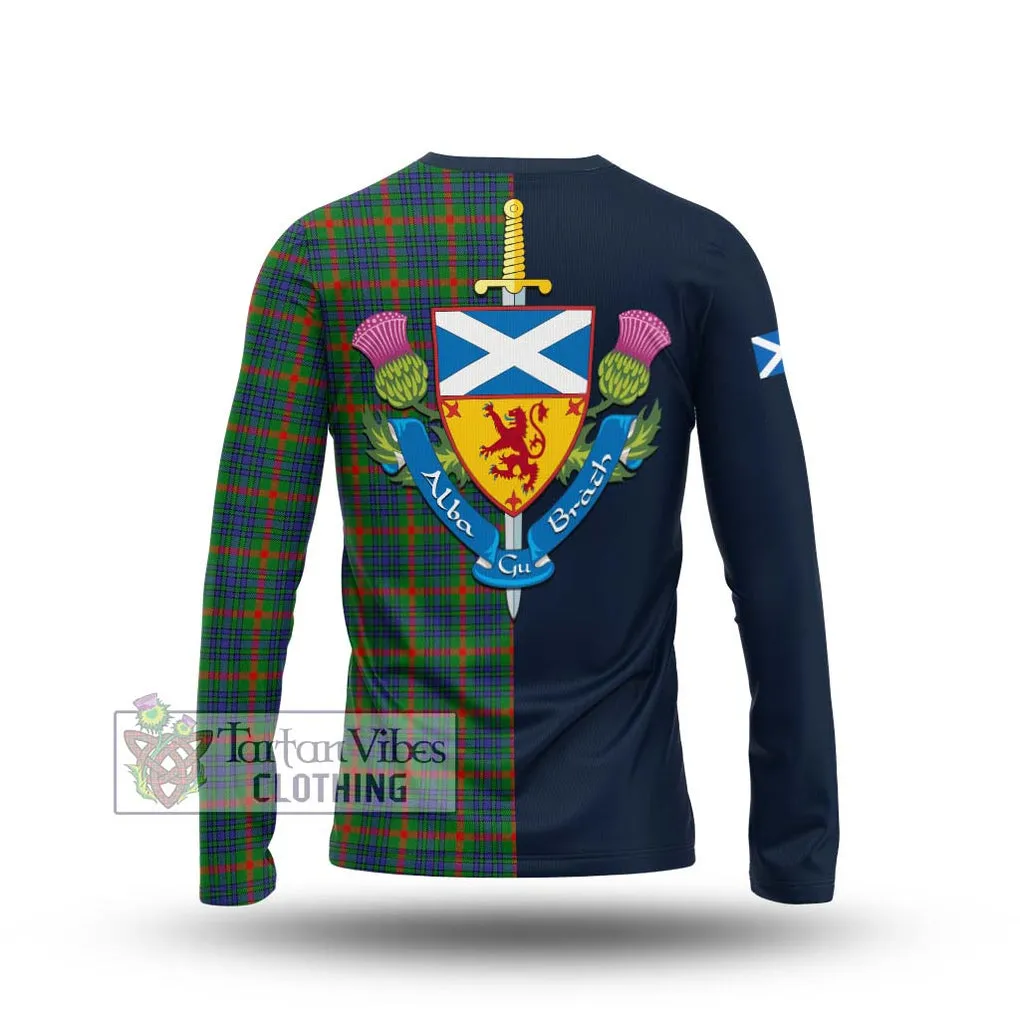 Aiton Tartan Long Sleeve T-Shirt Alba with Scottish Lion Royal Arm Half Style