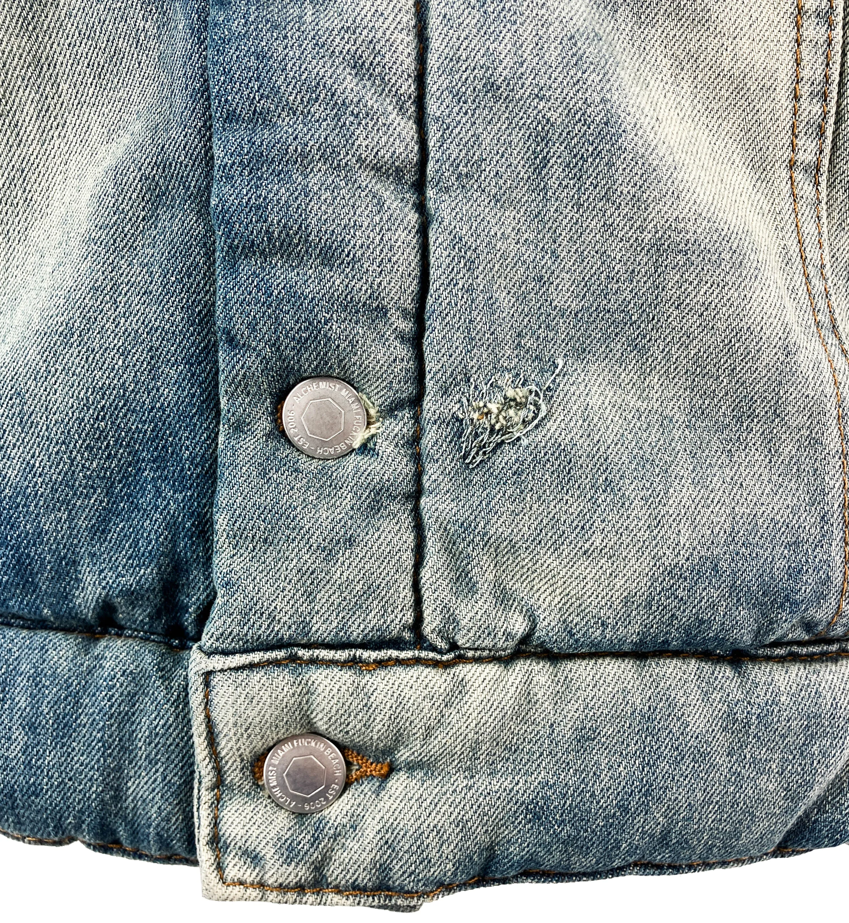 Alchemist Apollo Padded Denim Trucker Jacket in Faded Blue