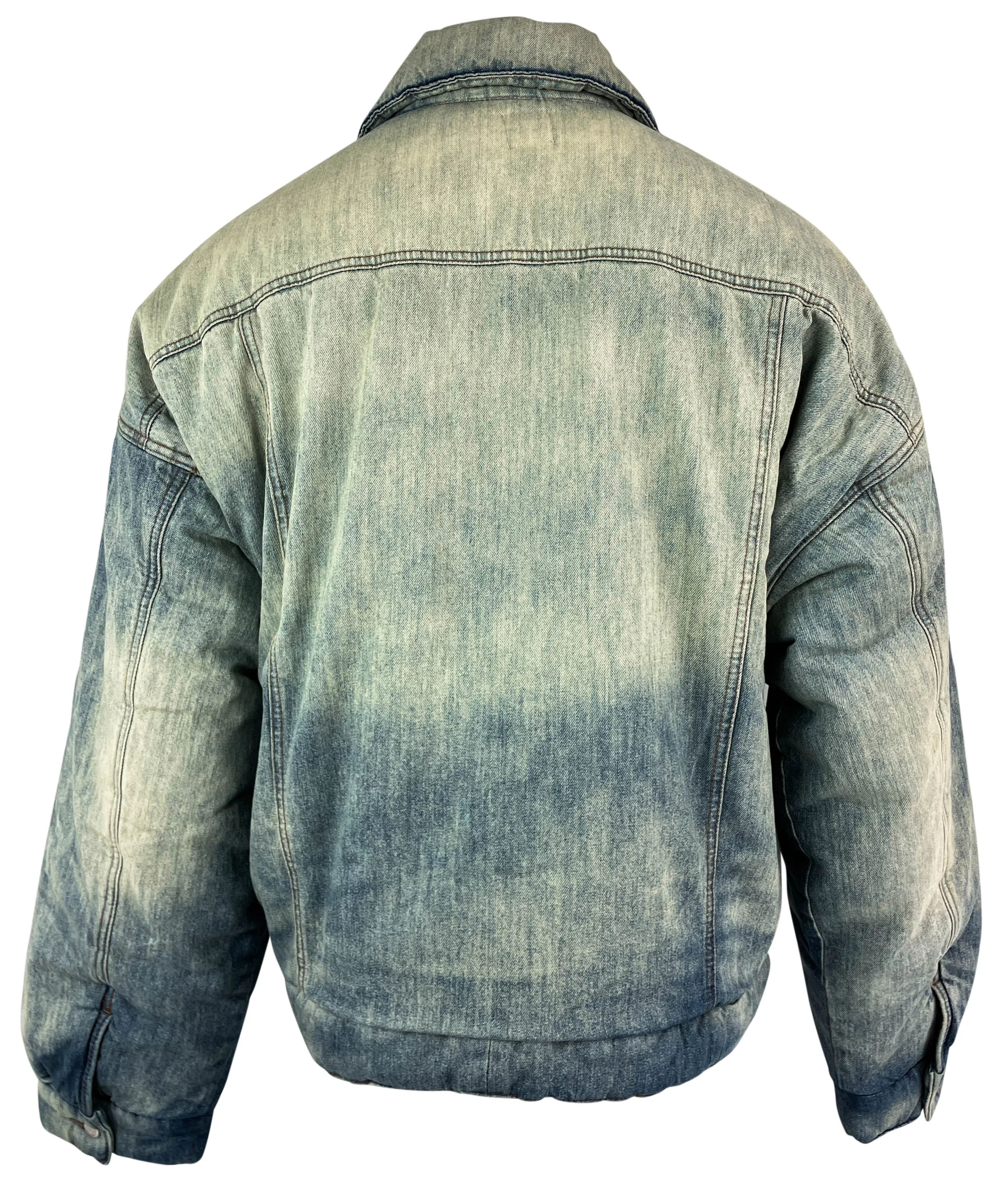 Alchemist Apollo Padded Denim Trucker Jacket in Faded Blue