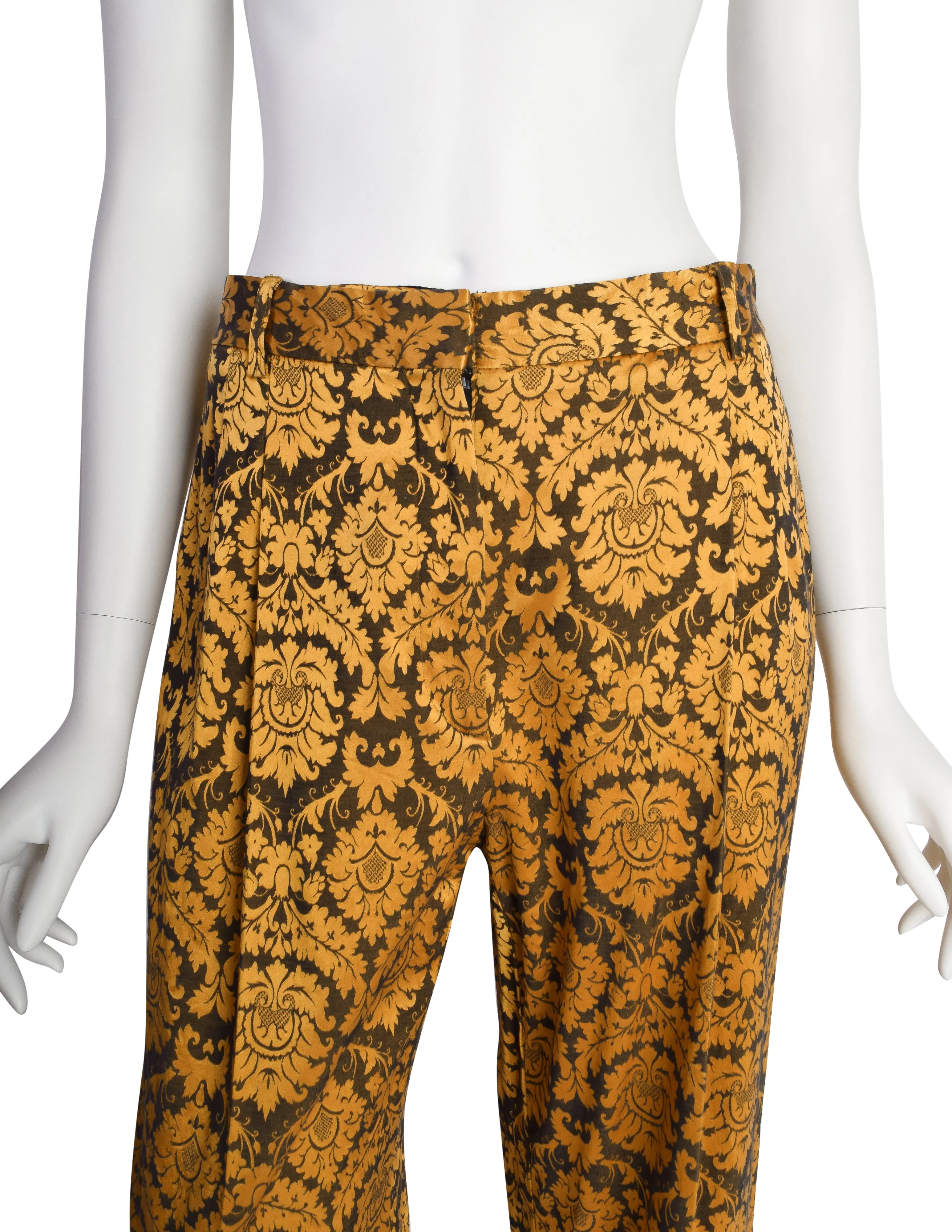 Alexander McQueen Vintage SS 1997 'La Poupee' Orange and Black Damask Top and Pant Ensemble