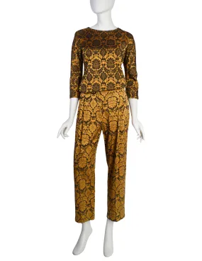 Alexander McQueen Vintage SS 1997 'La Poupee' Orange and Black Damask Top and Pant Ensemble