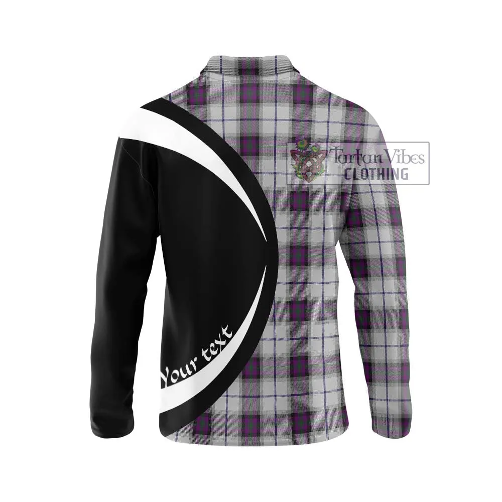 Alexander of Menstry Dress Tartan Long Sleeve Polo Shirt with Family Crest Circle Style