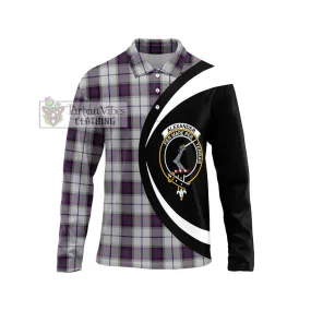 Alexander of Menstry Dress Tartan Long Sleeve Polo Shirt with Family Crest Circle Style