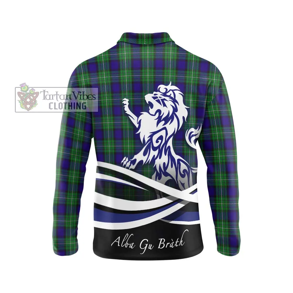 Alexander Tartan Long Sleeve Polo Shirt with Alba Gu Brath Regal Lion Emblem