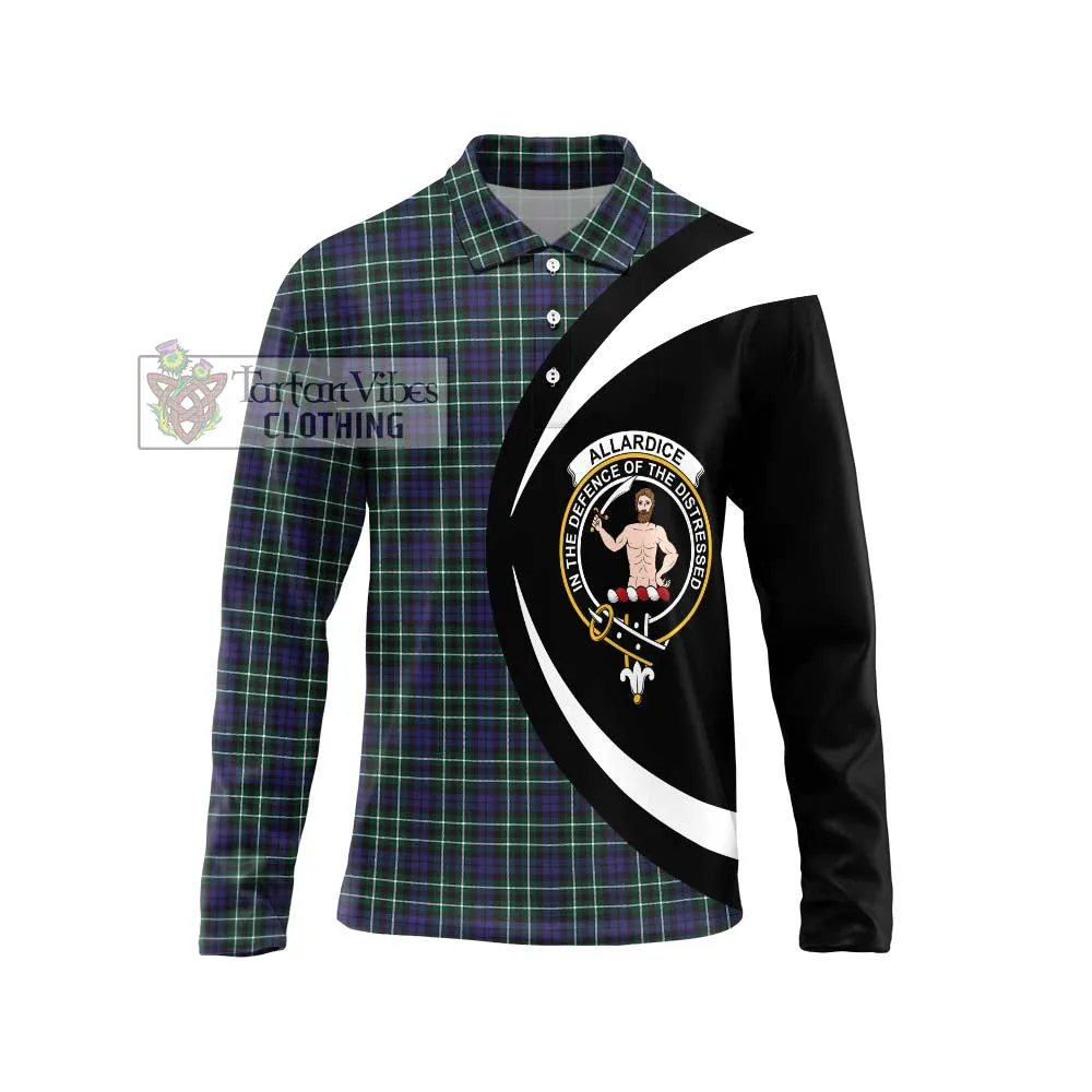 Allardice Tartan Long Sleeve Polo Shirt with Family Crest Circle Style