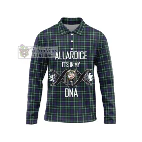 Allardice Tartan Long Sleeve Polo Shirt with Family Crest DNA In Me Style