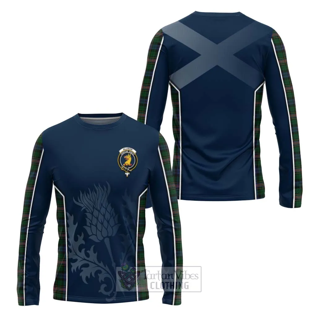 Allison Tartan Long Sleeve T-Shirt with Family Crest and Scottish Thistle Vibes Sport Style