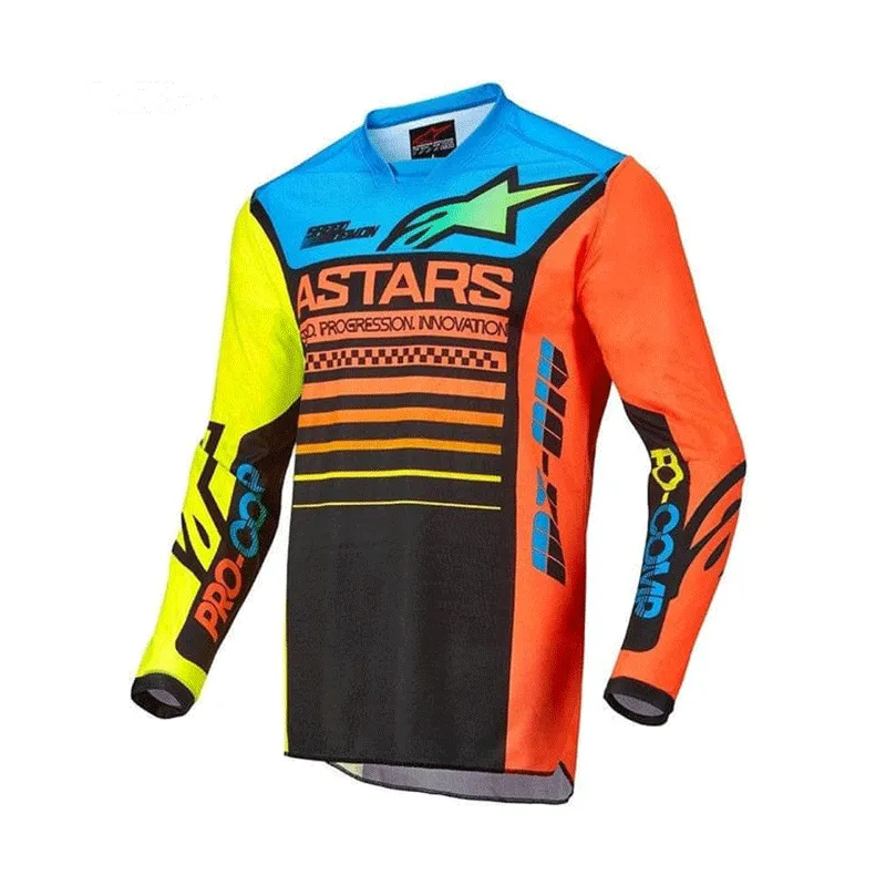 Alpinestars Racer Compass Jersey: Black Yellow Fluo Coral