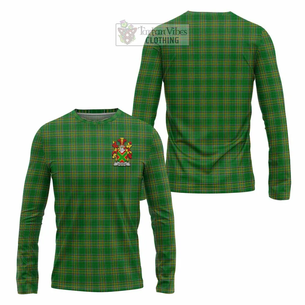 Andrew Irish Clan Tartan Long Sleeve T-Shirt with Coat of Arms