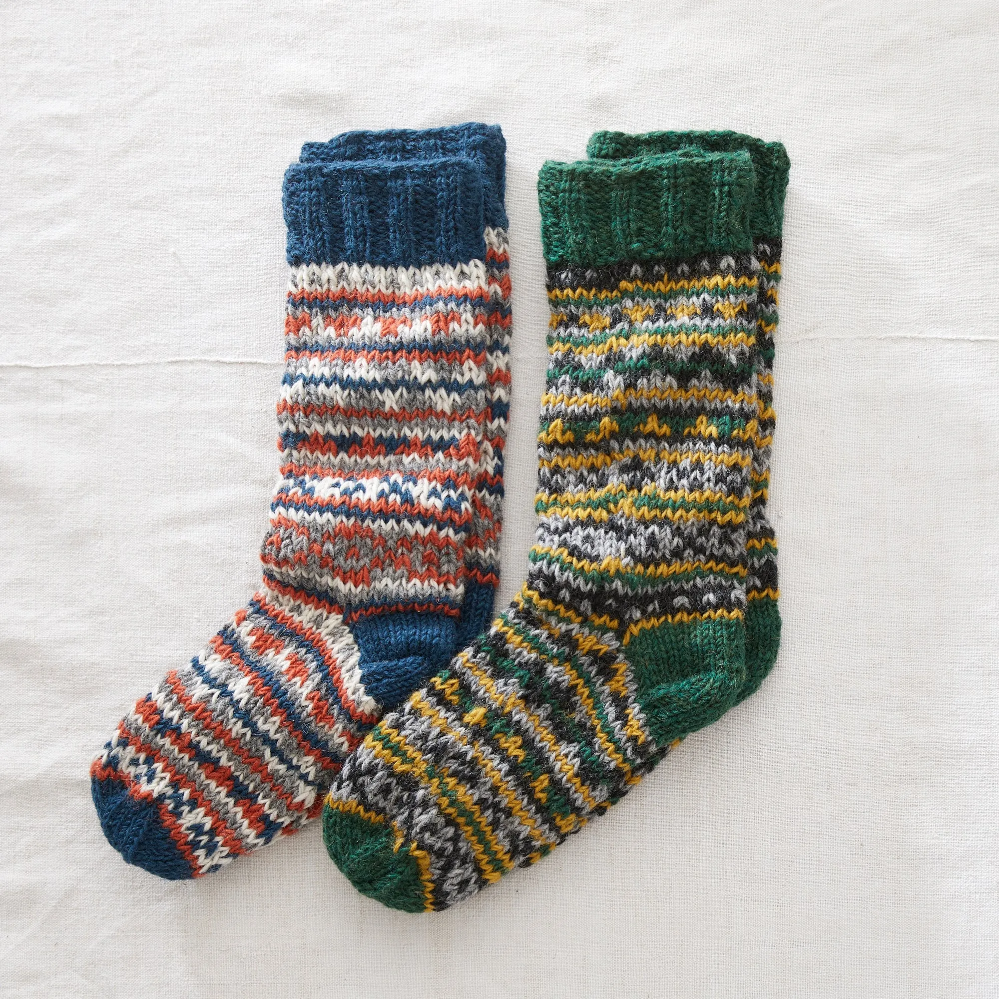 ANEKA Fair Isle Wool Jersey Lined Slipper Socks