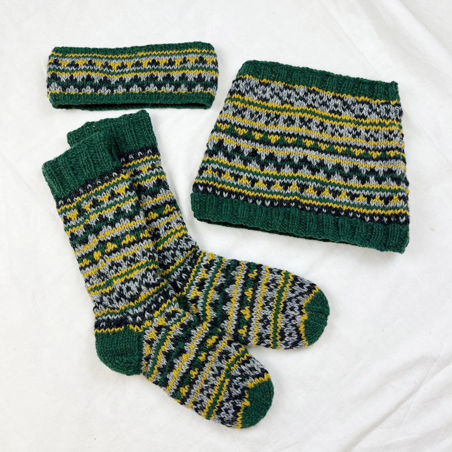 ANEKA Fair Isle Wool Jersey Lined Slipper Socks