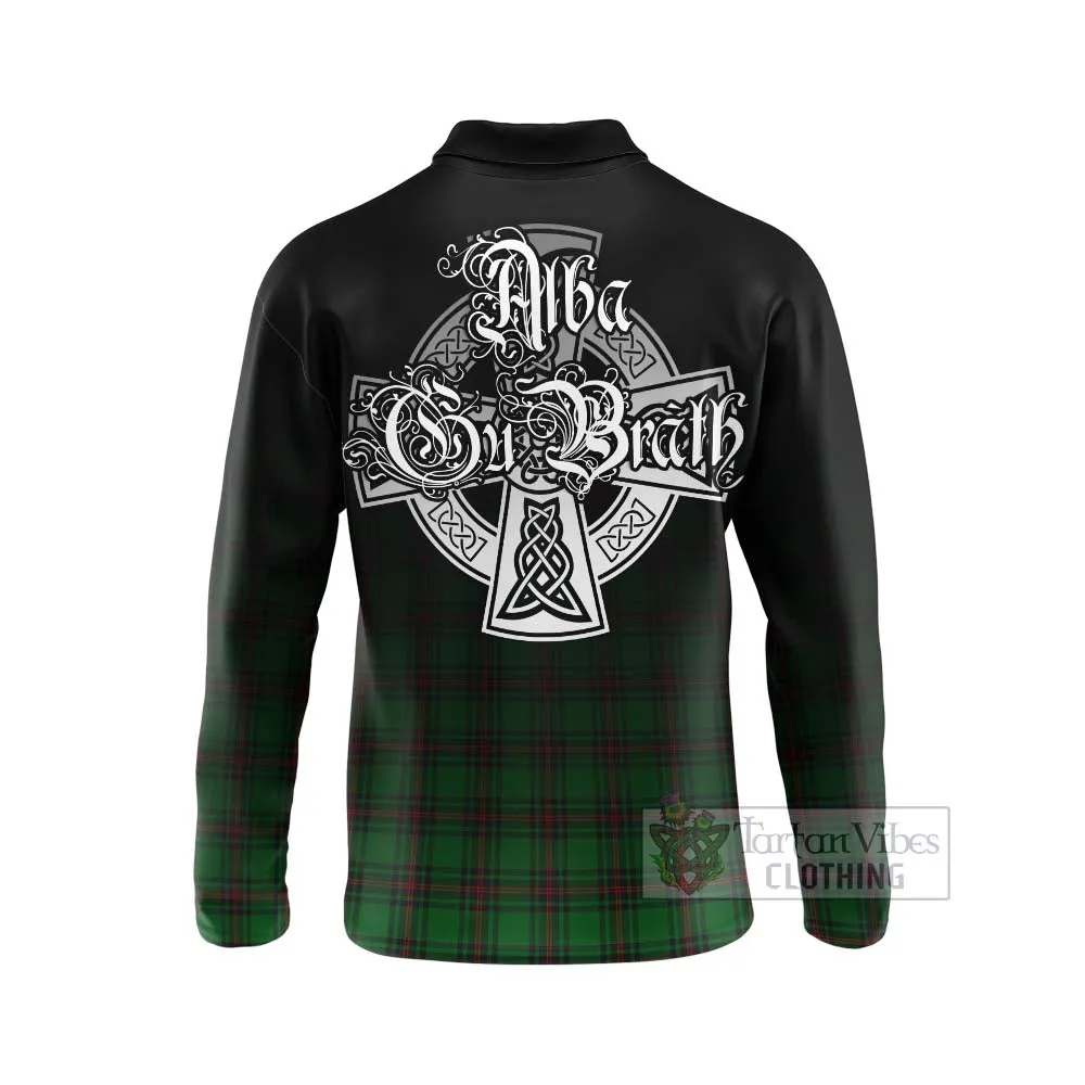 Anstruther Tartan Long Sleeve Polo Shirt Featuring Alba Gu Brath Family Crest Celtic Inspired