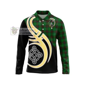 Anstruther Tartan Long Sleeve Polo Shirt with Family Crest and Celtic Symbol Style