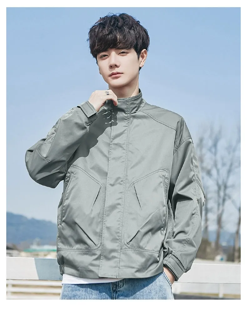 Anti-Wrinkle Twill Stand Collar Spring and Autumn Top Clothes Parka