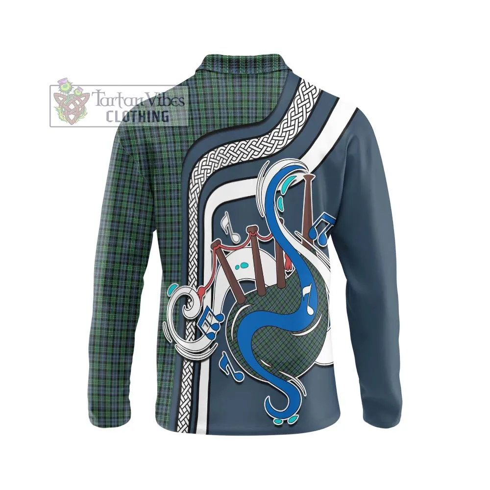 Arbuthnot Tartan Long Sleeve Polo Shirt with Epic Bagpipe Style