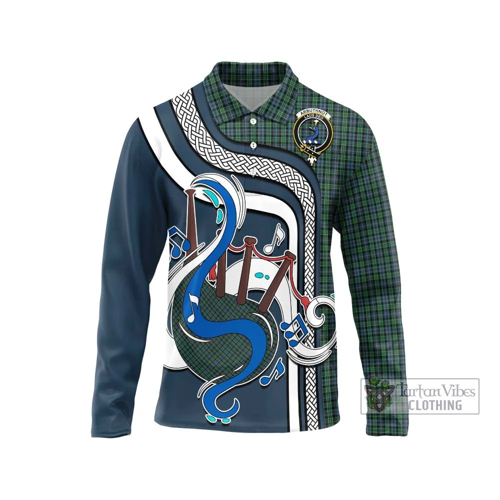 Arbuthnot Tartan Long Sleeve Polo Shirt with Epic Bagpipe Style