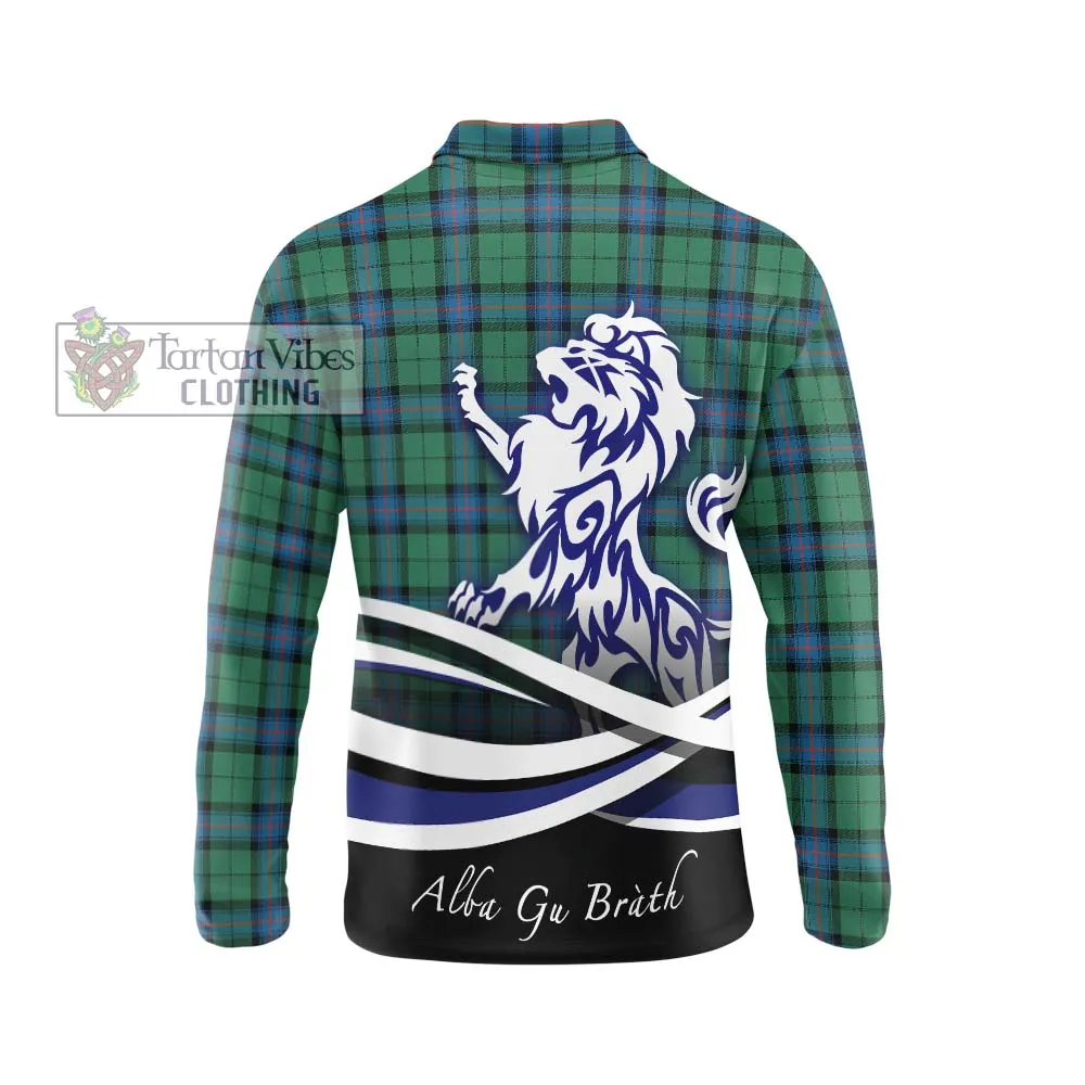 Armstrong Ancient Tartan Long Sleeve Polo Shirt with Alba Gu Brath Regal Lion Emblem