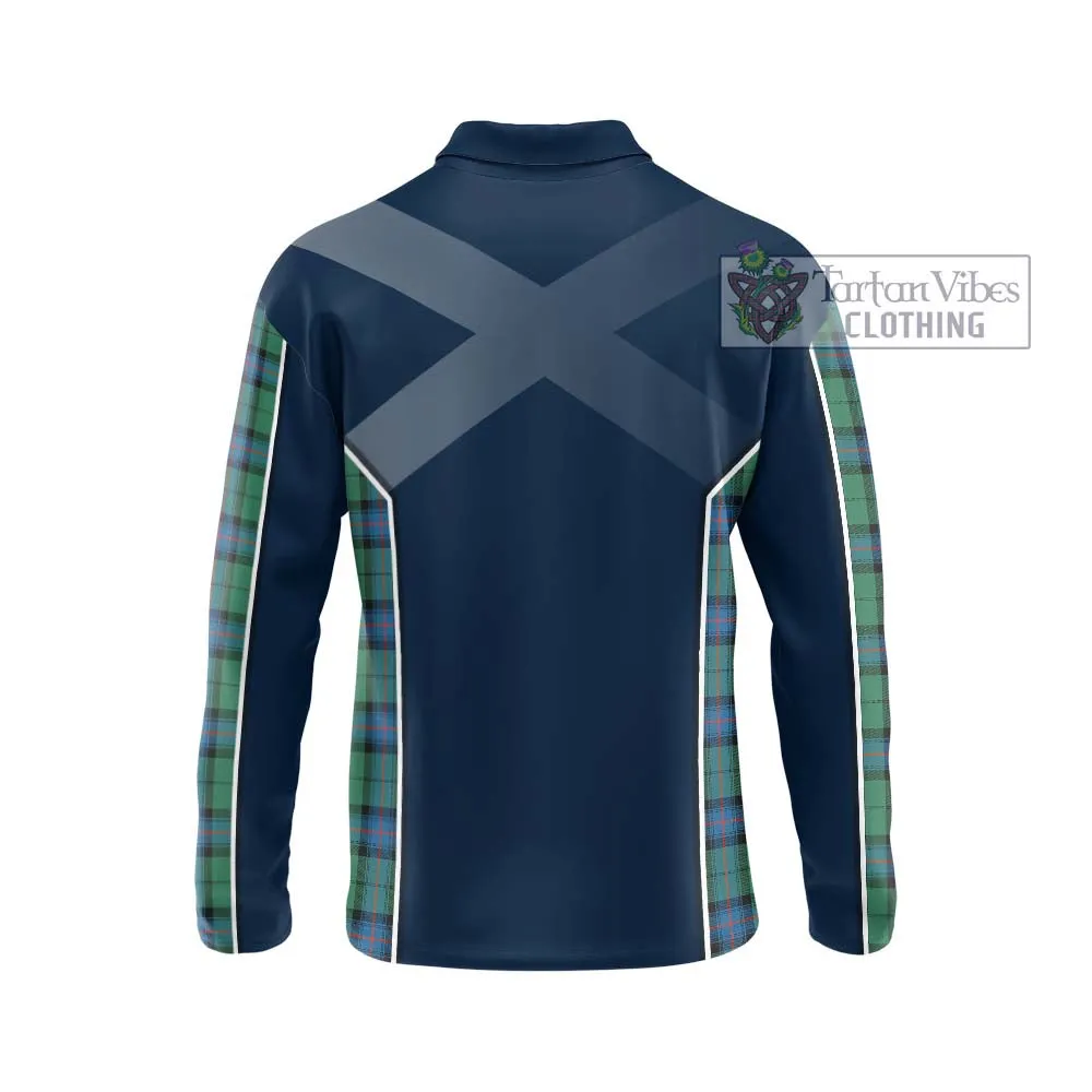 Armstrong Ancient Tartan Long Sleeve Polo Shirt with Family Crest and Lion Rampant Vibes Sport Style