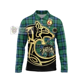 Armstrong Ancient Tartan Long Sleeve Polo Shirt with Family Crest Celtic Wolf Style