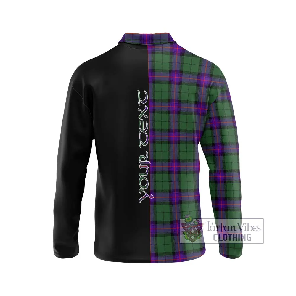 Armstrong Modern Tartan Long Sleeve Polo Shirt with Family Crest and Half Of Me Style