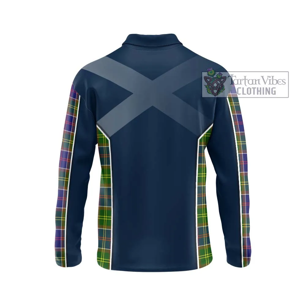 Arnott Tartan Long Sleeve Polo Shirt with Family Crest and Lion Rampant Vibes Sport Style