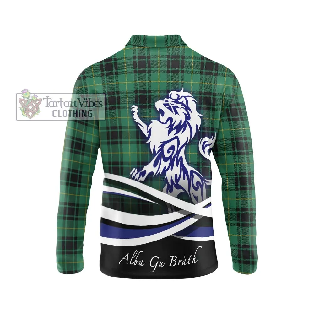 Arthur Ancient Tartan Long Sleeve Polo Shirt with Alba Gu Brath Regal Lion Emblem