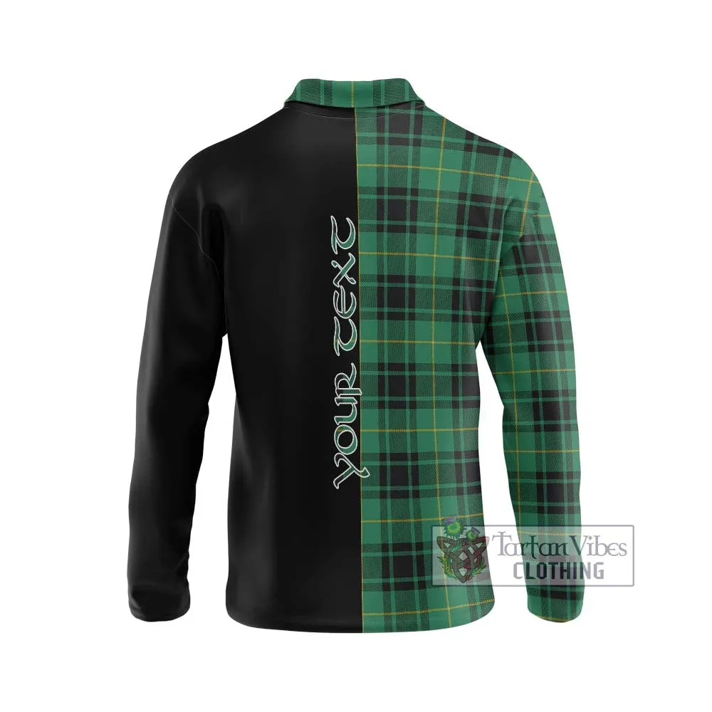 Arthur Ancient Tartan Long Sleeve Polo Shirt with Family Crest and Half Of Me Style