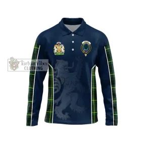 Arthur Modern Tartan Long Sleeve Polo Shirt with Family Crest and Lion Rampant Vibes Sport Style