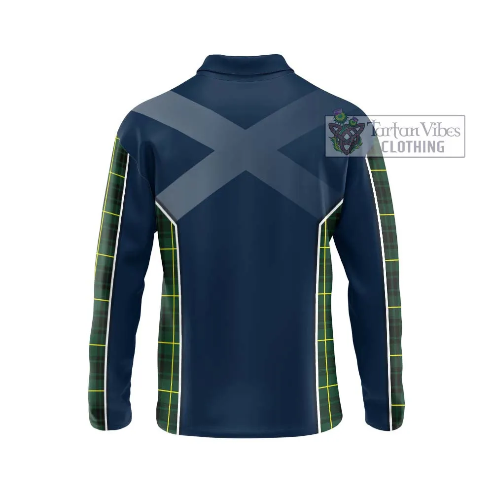 Arthur Modern Tartan Long Sleeve Polo Shirt with Family Crest and Lion Rampant Vibes Sport Style