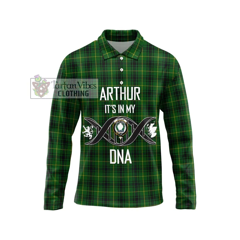 Arthur Tartan Long Sleeve Polo Shirt with Family Crest DNA In Me Style