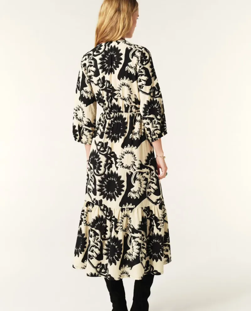 Ba&sh Ferae Black Patterned Midi Dress