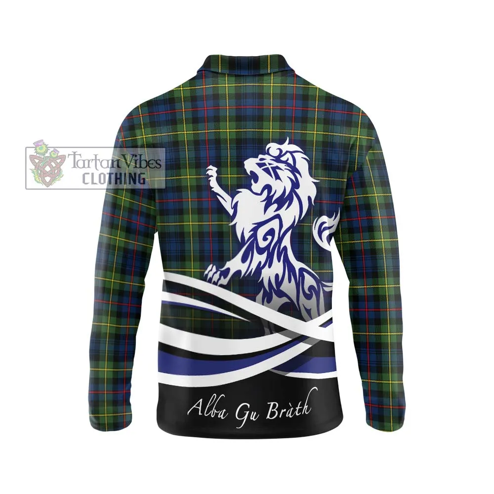 Bailey Modern Tartan Long Sleeve Polo Shirt with Alba Gu Brath Regal Lion Emblem