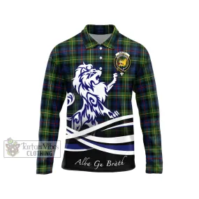 Bailey Modern Tartan Long Sleeve Polo Shirt with Alba Gu Brath Regal Lion Emblem