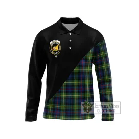 Bailey Modern Tartan Long Sleeve Polo Shirt with Family Crest and Military Logo Style