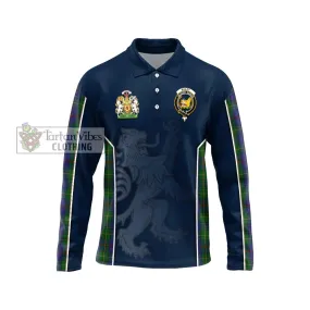 Bailey Tartan Long Sleeve Polo Shirt with Family Crest and Lion Rampant Vibes Sport Style