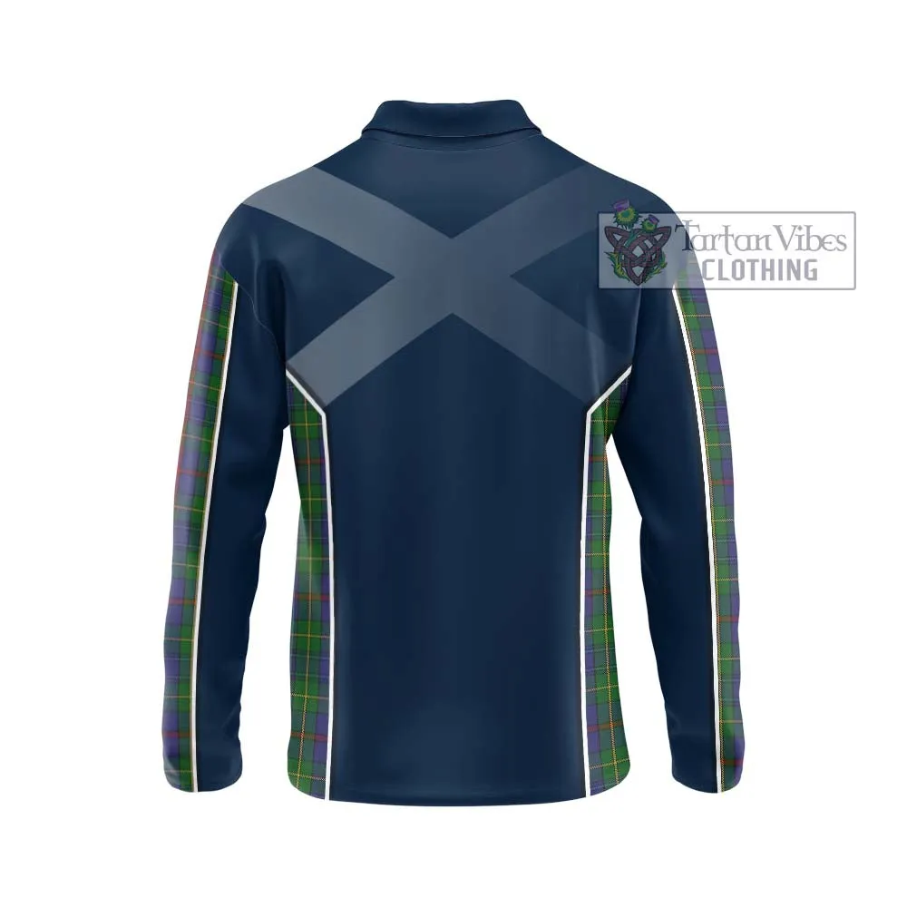 Bailey Tartan Long Sleeve Polo Shirt with Family Crest and Lion Rampant Vibes Sport Style